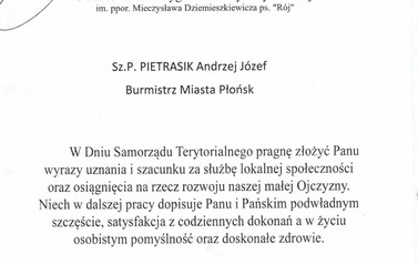 Życzenia od Dow&oacute;dcy 5 Mazowieckiej Brygady Obrony Terytorialnej z okazji 30-lecia Samorządu