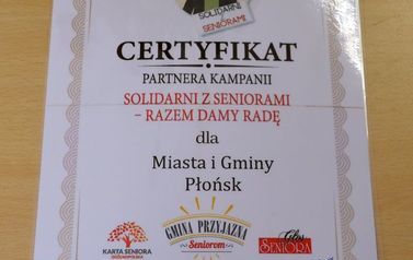 Certyfikat Gmina Przyjazna Seniorom