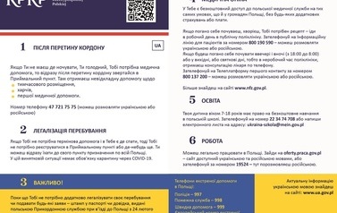 Ulotki informacyjne dla uchodźc&oacute;w z Ukrainy