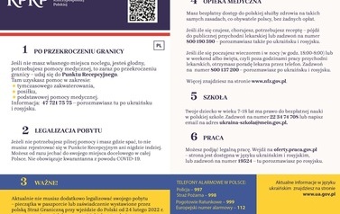 Ulotki informacyjne dla uchodźc&oacute;w z Ukrainy