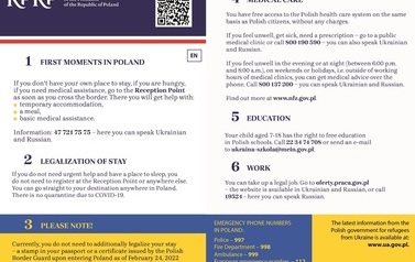 Ulotki informacyjne dla uchodźc&oacute;w z Ukrainy
