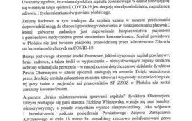 Pismo zażaleniowe złożene do starostwa przez w&oacute;jt&oacute;w i burmistrz&oacute;w w spraie byłego dyrektora szpitala powiatowego 