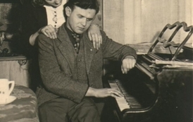 Janusz Wojciechowski z narzeczoną Aliną Duczyńską; Płońsk, Boże Narodzenie, druga połowa lat 30