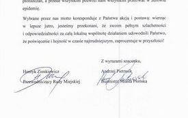 Kolejna cześć pisma w podziękowaniu Pnau Jakubowi za uszycie maseczek ochronnych
