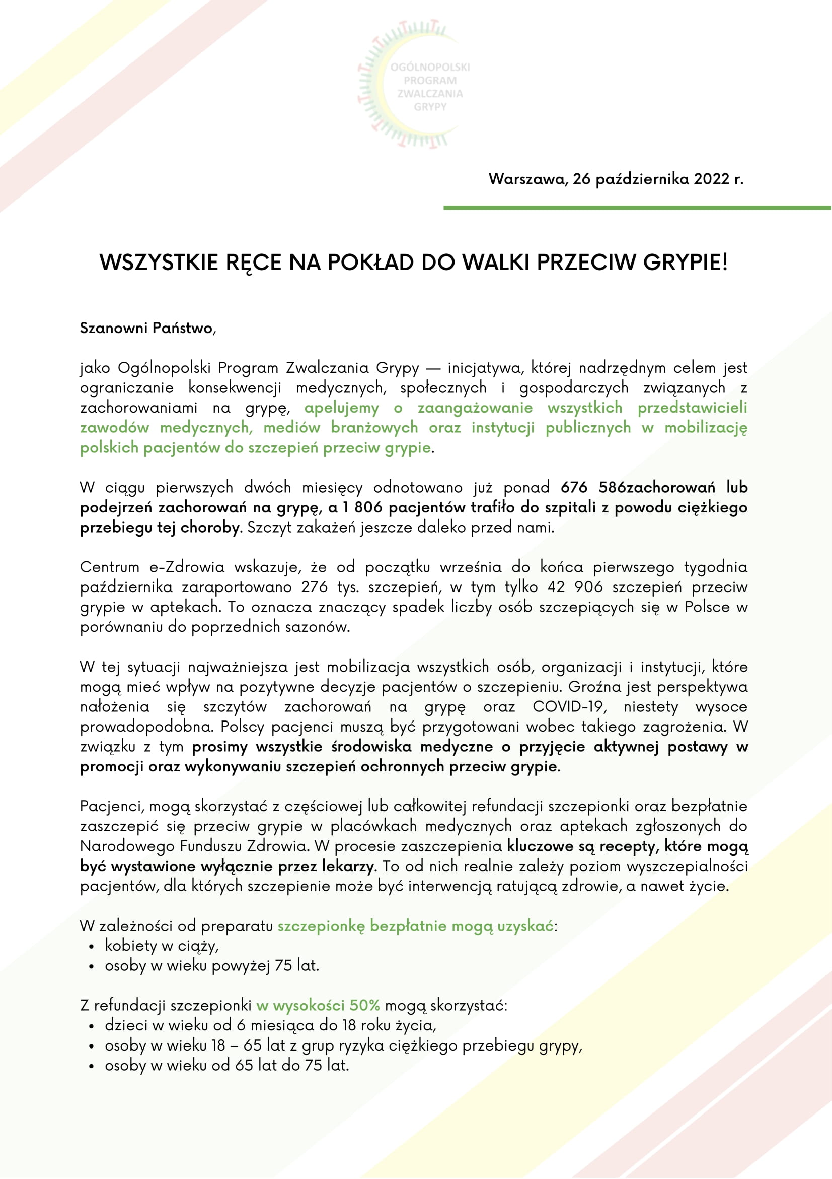 Apel Ogólnopolskiego Programu Zwalczania Grypy