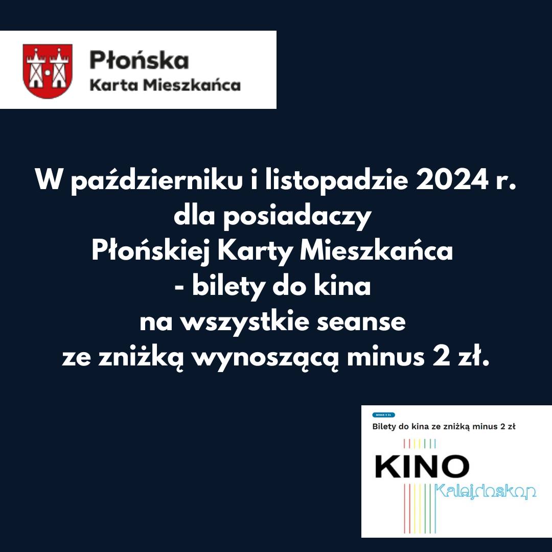 Infografika dotycząca zniżki na&nbsp;kino w&nbsp;programie Karta Mieszkańca