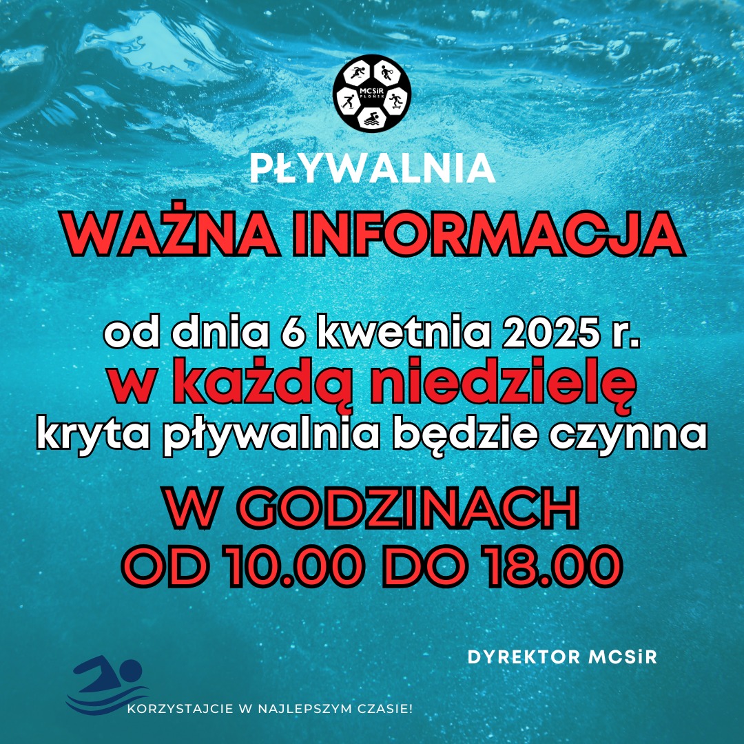 Zmiany godzin otwarcia pływalni miejskiej