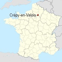 Mapa z zaznaczonym Crépy-en-Valois w państwie Francja