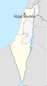 Mapa z zaznaczonym Kiryat Motzkin z państwa Izrael