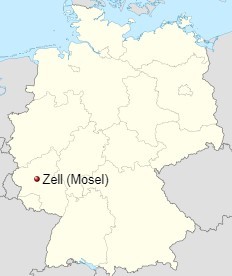 Mapa z zaznaczonym Zell Mosel w państwie Niemcy
