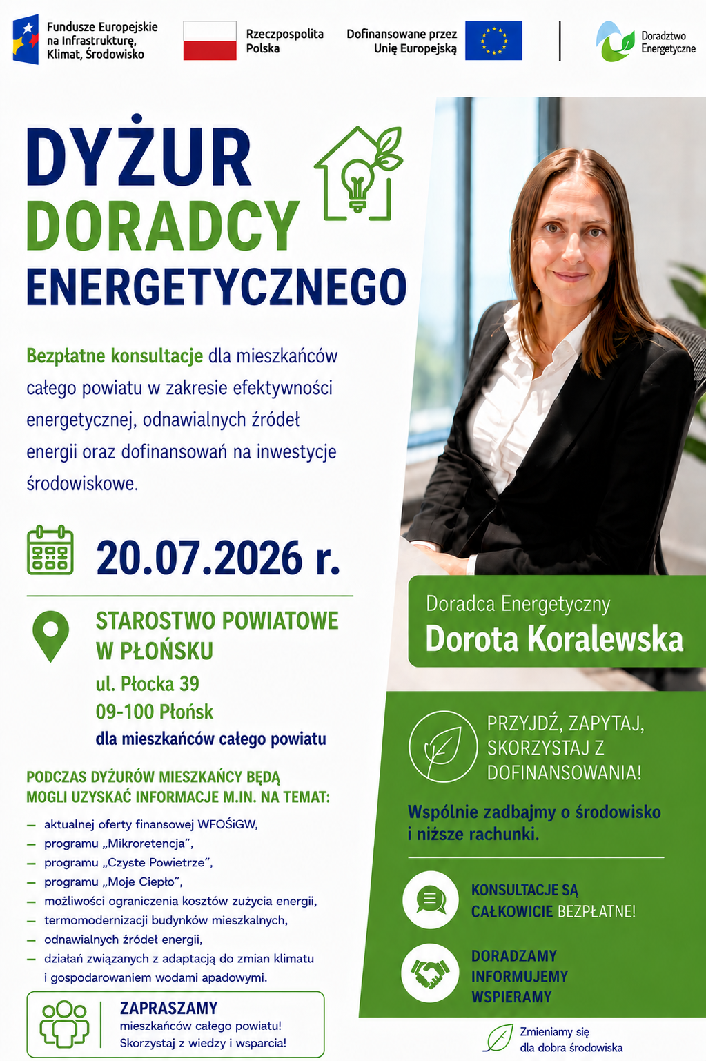 Infografika dotycząca dyżuru ekodoradcy