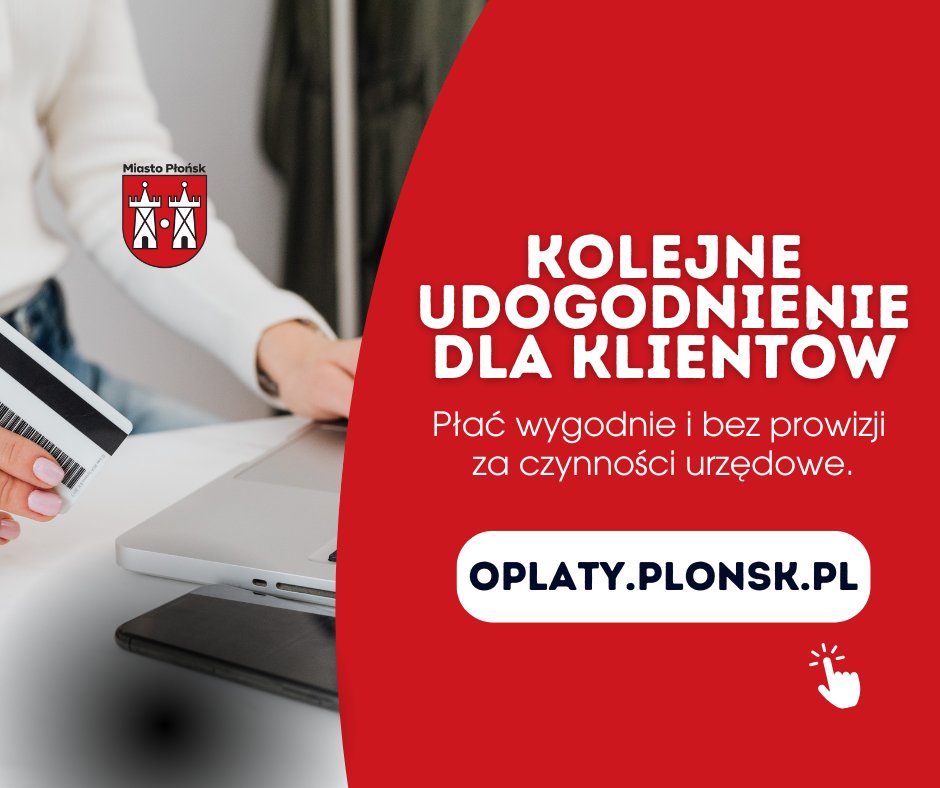 Plakat informujący o&nbsp;możliwości płatności onlien. 