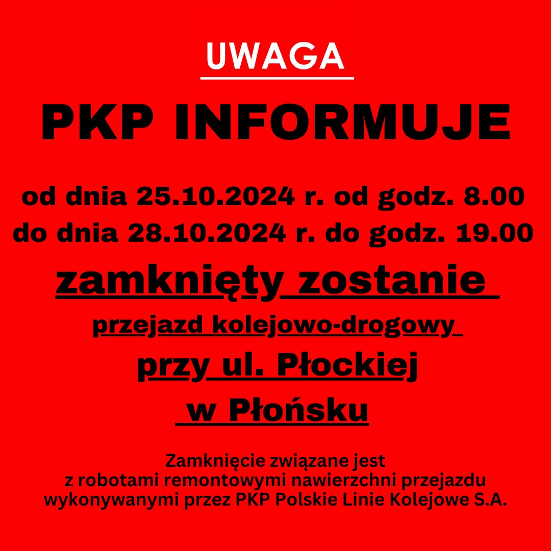 Zaknięcie przejazdu kolejowego na&nbsp;ulicy Płockiej