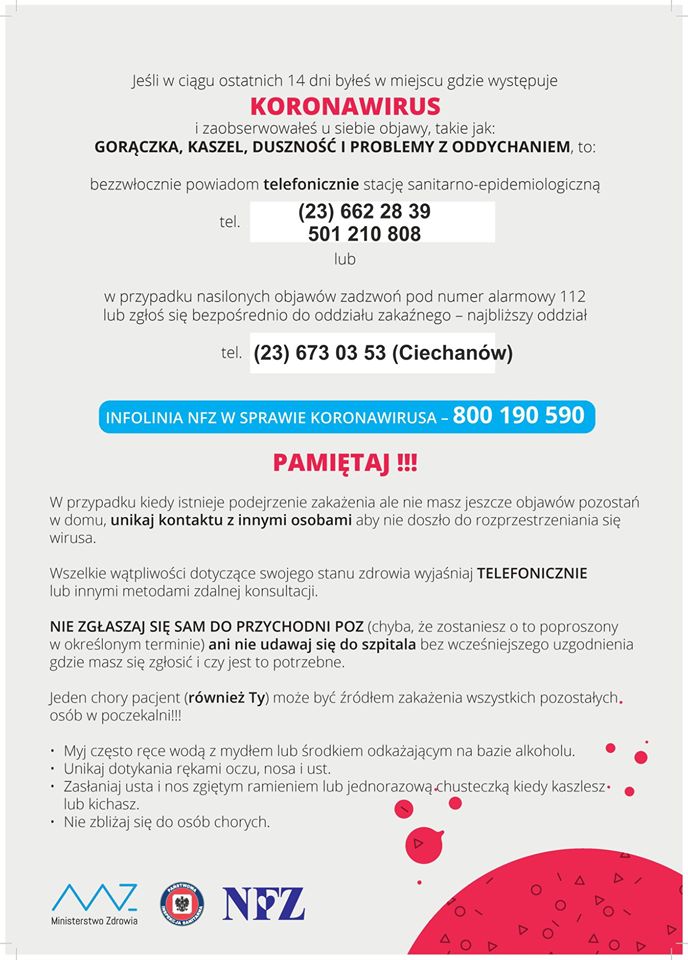 Plakat Jak postępować w przypadku podejrzenia koronawirusa?