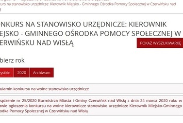 Zdjęcie do Konkurs na stanowisko urzędnicze: Kierownik Miejsko - Gminnego Ośrodka Pomocy Społecznej w Czerwińsku nad Wisłą
