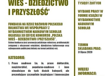 Zdjęcie do ZAPRASZAMY DO UDZIAŁU W XII Edycji Konkursu ,,Polska WIEŚ- DZIEDZICTWO I PRZYSZŁOŚĆ"