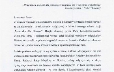 Zdjęcie do Podziękowanie za maseczki ochronne