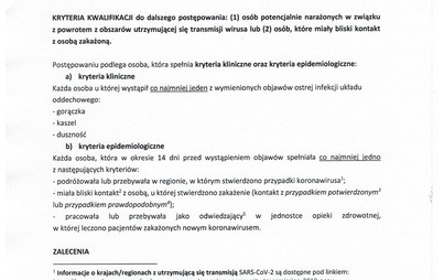 Zdjęcie do Informacja Gł&oacute;wnego Inspektora Sanitarnego w związku z potencjlanym ryzykiem zakażenia koronawirusem