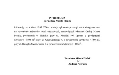Zdjęcie do Informacja o przetargach