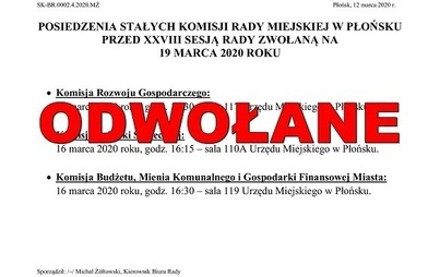 Zdjęcie do ODWOŁANE! Posiedzenia Stałych Komisji Rady Miejskiej w Płońsku