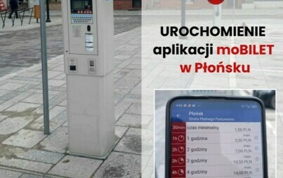 Zdjęcie do Aplikacji moBILET do płatności mobilnych za korzystanie z płatnych miejsc postojowych w Płońsku