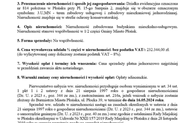 Zdjęcie do WYKAZ - Udziału we wsp&oacute;łwłasności zabudowanej nieruchomości przeznaczonej do sprzedaży w drodze przetargu ustnego nieograniczonego