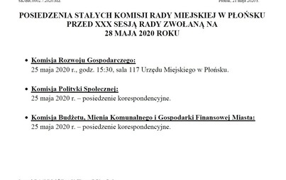 Zdjęcie do Posiedzenie Stałych Komisji Rady Miejskiej w Płońsku