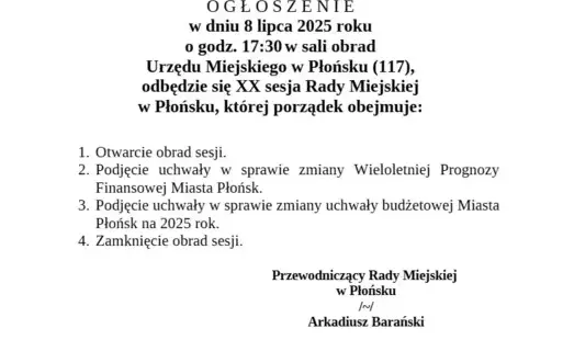 Zdjęcie do XX Sesja Rady Miejskiej