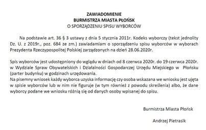 Zdjęcie do Zawiadomienie o sporządzeniu spisu wyborc&oacute;w
