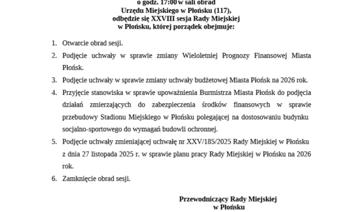 Zdjęcie do  XXVIII sesja Rady Miejskiej w Płońsku