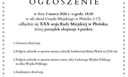 Zdjęcie do XXX sesja Rady Miejskiej w Płońsku