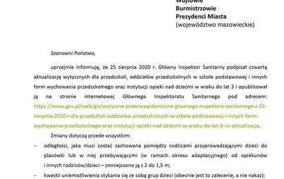 Zdjęcie do Aktualizacja wytycznych dla przedszkoli, oddział&oacute;w przedszkolnych w szkole podstawowej i innych form wychowania przedszkolnego oraz instytucji opieki nad dziećmi w wieku do lat 3.
