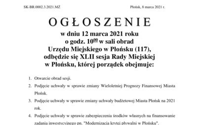 Zdjęcie do XLII sesja Rady Miejskiej