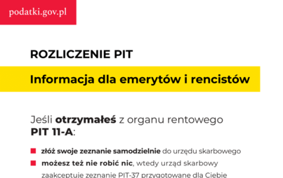 Zdjęcie do Rozliczenie PIT &ndash; informacja dla emeryt&oacute;w i rencist&oacute;w