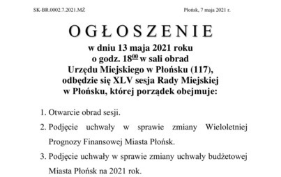 Zdjęcie do XLV sesja Rady Miejskiej