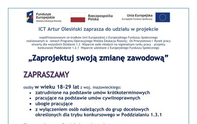 Zdjęcie do Rekrutacja do projektu "Zaprojektuj swoją zmianę zawodową"