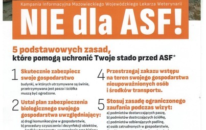 Zdjęcie do Kampania informacyjna &ndash; &bdquo;Nie dla ASF! 5 podstawowych zasad, kt&oacute;re pomogą uchronić Twoje stado przed ASF&rdquo;