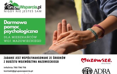 Zdjęcie do Rusza program bezpłatnej pomocy psychologicznej dla mieszkańc&oacute;w wojew&oacute;dztwa mazowieckiego