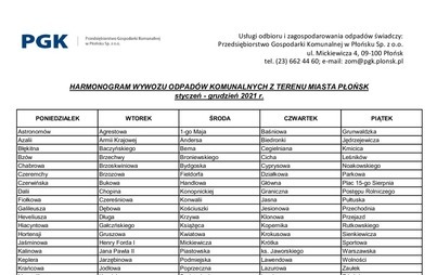 Zdjęcie do Harmonogram wywozu odpad&oacute;w komunalnych od 1 lipca 2021 r.