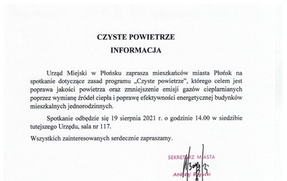 Zdjęcie do Informacja - Program &bdquo;Czyste powietrze&rdquo; 