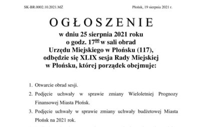 Zdjęcie do XLIX sesja Rady Miejskiej w Płońsku