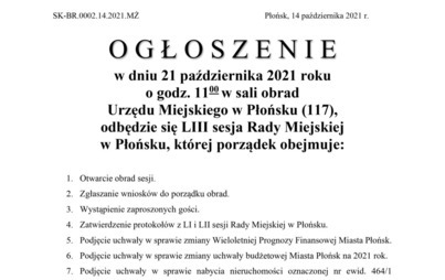 Zdjęcie do LIII sesja Rady Miejskiej w Płońsku