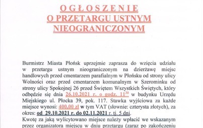 Zdjęcie do Ogłoszenie o przetargu ustnym nieograniczonym