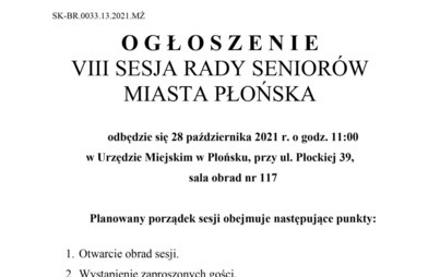Zdjęcie do VIII sesja Rady Senior&oacute;w Miasta Płońska
