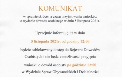 Zdjęcie do Komunikat