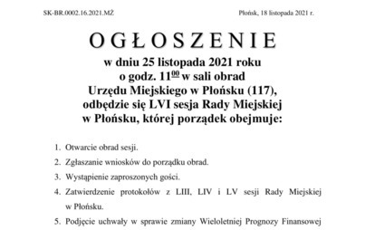 Zdjęcie do LVI sesja Rady Miejskiej w Płońsku