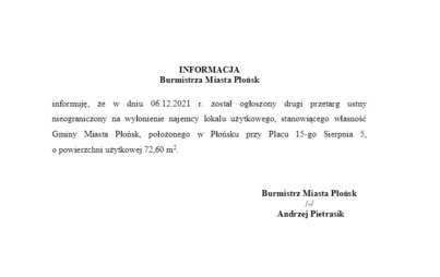 Zdjęcie do INFORMACJA Burmistrza Miasta Płońsk