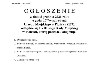 Zdjęcie do LVIII sesja Rady Miejskiej