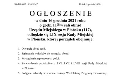 Zdjęcie do LIX sesja Rady Miejskiej