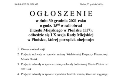 Zdjęcie do LX sesja Rady Miejskiej